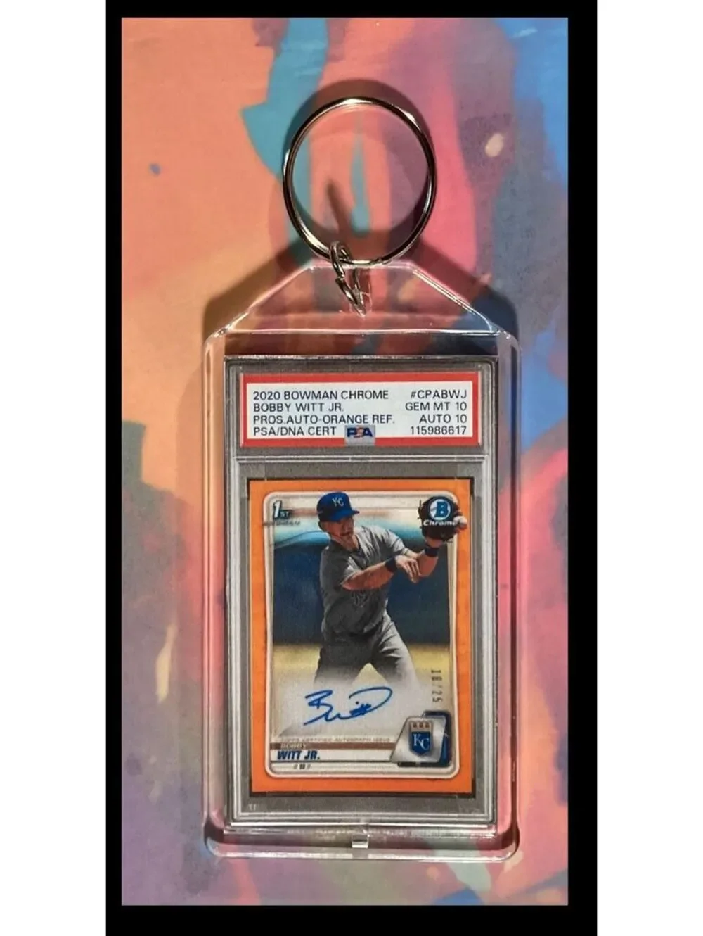 3002 Bobby Witt Jr 2020 Bowman Chrome Orange Rookie Auto Keychain
